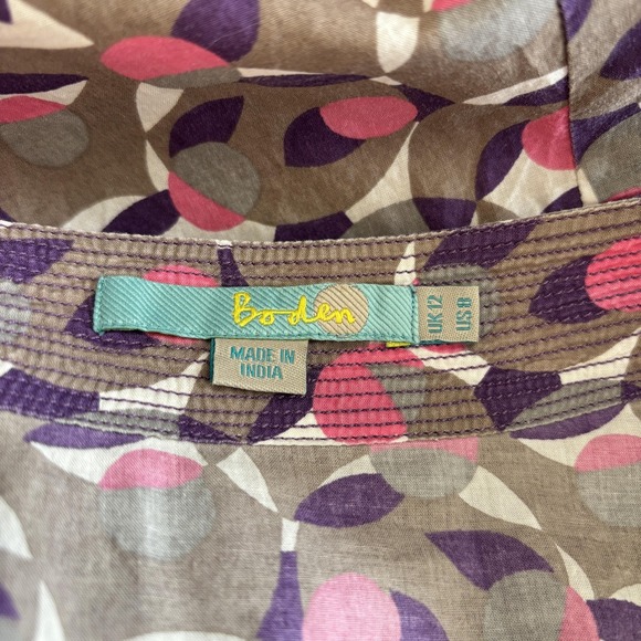 Boden Geometric Floral Tunic Top Womens Size 8 Preppy Office Classic Abstract - Picture 7 of 10